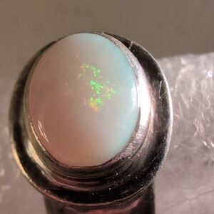 Sterling Silver Opal wide Band Ring